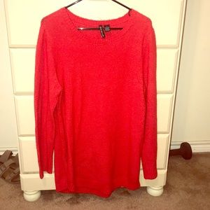 red super long sweater